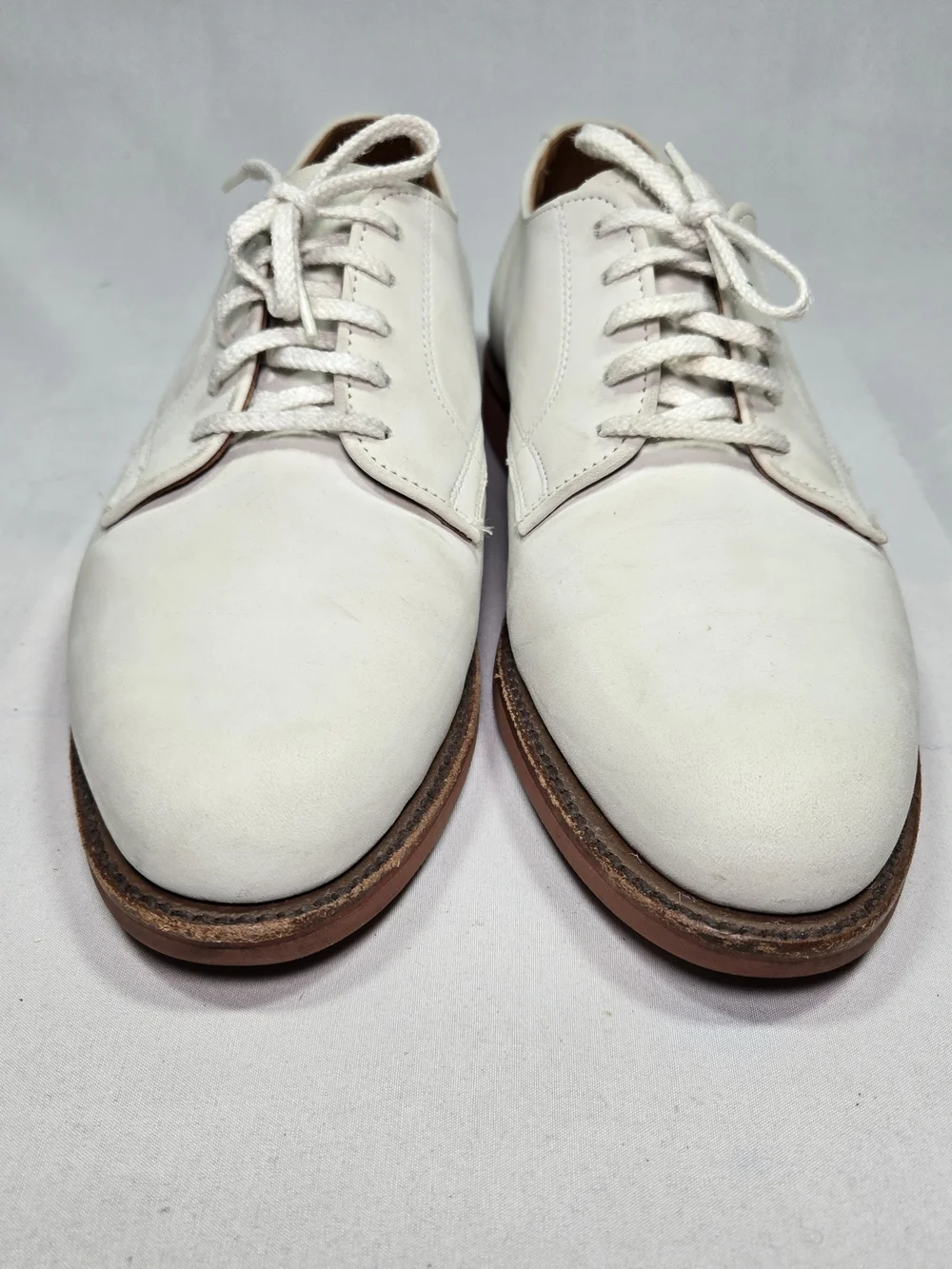 Vintage COLE HAAN White Bucks Nubuck Leather Derby Oxfords Preppy Summer Men 6.5